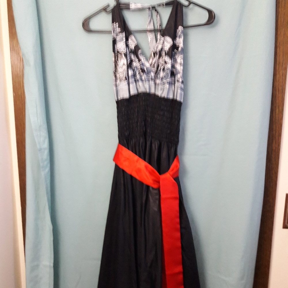 Black and white dress red belt